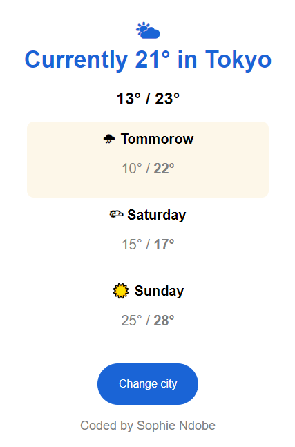 A picture of the weather forecast page